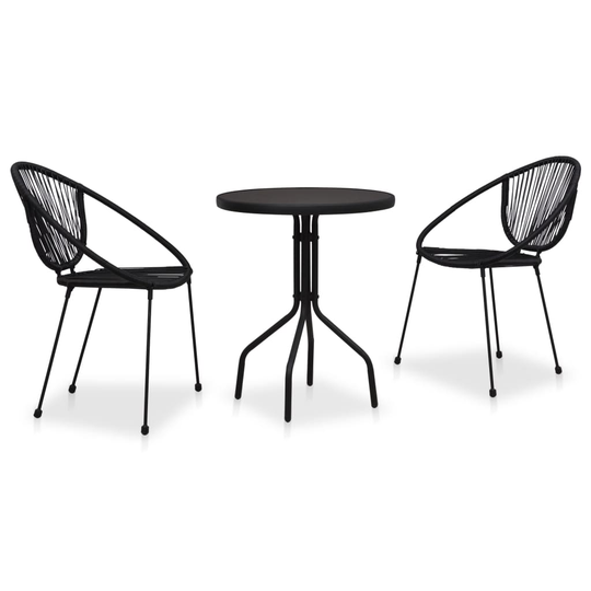 vidaXL 3-osainen bistrosarja PVC-rottinki musta