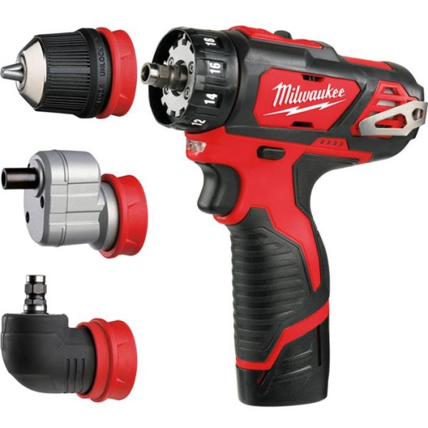 Milwaukee M12 BDDXKIT-202C Porakone-ruuvinväännin sis. lisäistukat, akut ja laturi