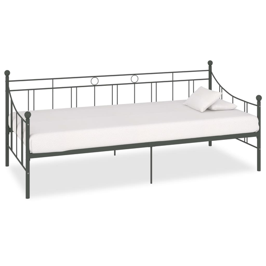 vidaXL Päivävuoteenrunko harmaa metalli 90x200 cm