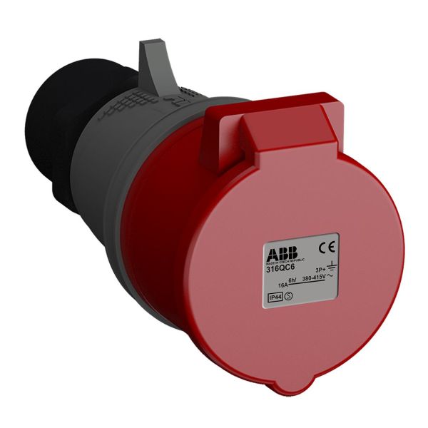 ABB 2CMA102306R1000 Jatkopistorasia pikaliitettävä, tärinänkestävä Punainen, 16 A, 4-napainen, IP44