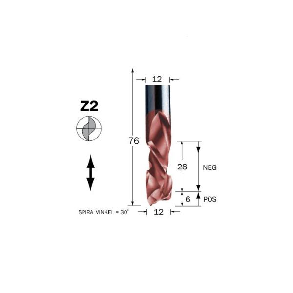 Cobolt 60-156MC Spiraalijyrsin D=12, L=28, TL=76, S=12