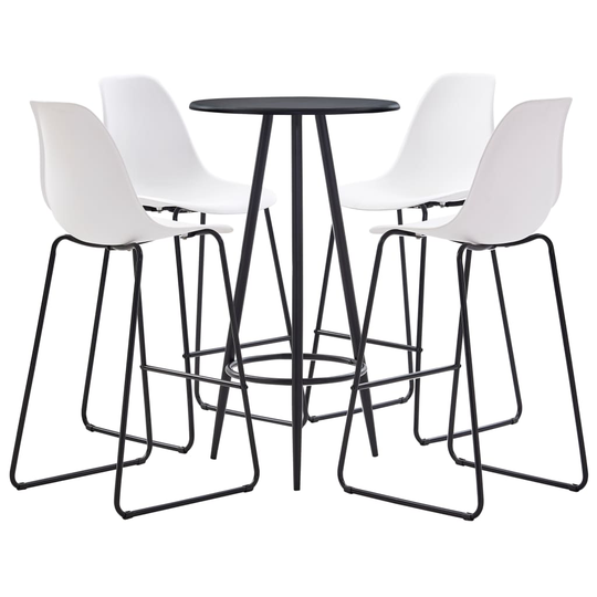vidaXL 5-osainen baarisarja muovi valkoinen