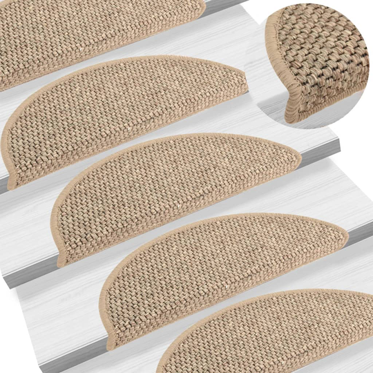 vidaXL Itsekiinnittyvät porrasmatot sisaltyyli 15 kpl 56x20 cm beige