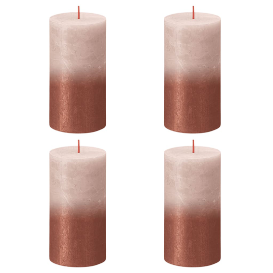 Bolsius Pilarikynttilät Sunset 4 kpl 130x68mm sumeapinkki ja meripihka