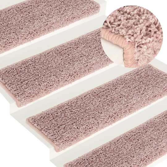 vidaXL Porrasmatot 15 kpl 65x25 cm valkoinen ja pinkki