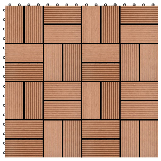 vidaXL Lattialaatat 11 kpl WPC 30x30 cm 1 m² ruskea