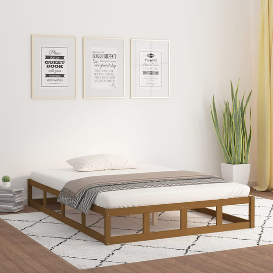 vidaXL Sängynrunko hunajanruskea 135x190 cm 4FT6 Double täysi puu