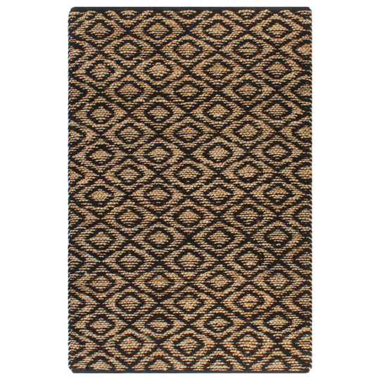 vidaXL Käsinkudottu juuttimatto 120x180 cm beige ja musta