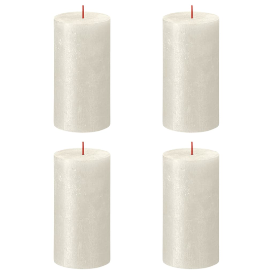 Bolsius Pilarikynttilät Shimmer 4 kpl rustiikkinen 130x68 mm norsunluu