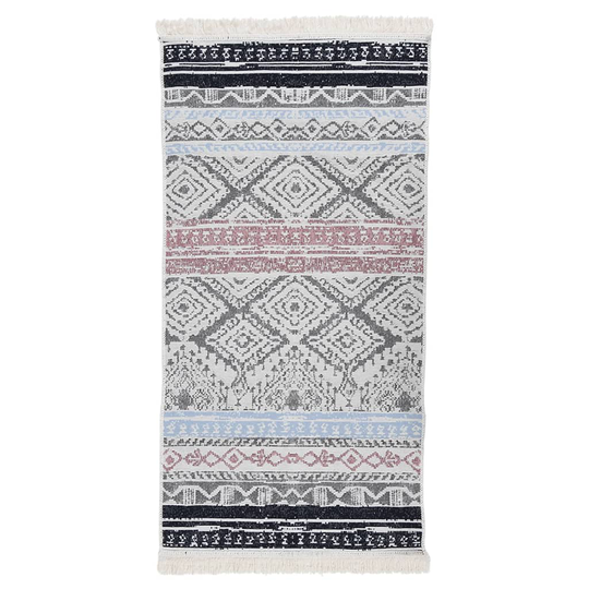 vidaXL Matto pinkki ja sininen 100x200 cm puuvilla
