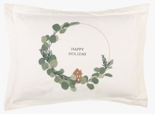 Happy Holidays tyynyliina luonnonvalkoinen