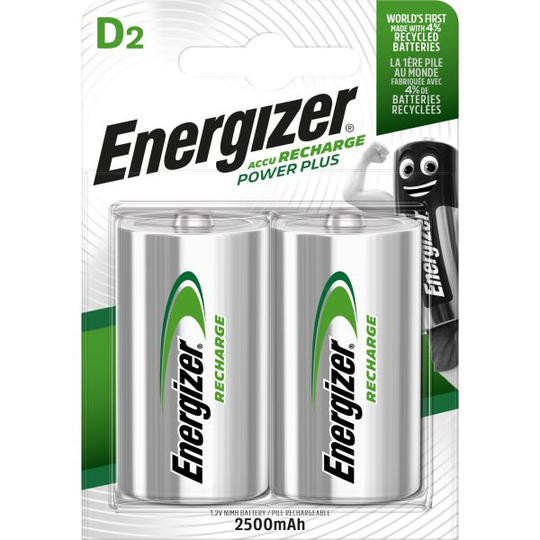 Energizer Recharge Power Plus Akku ladattava, D, 1,2 V, 2 kpl D