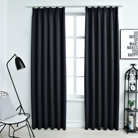 vidaXL Pimennysverhot koukuilla 2 kpl antrasiitti 140x175 cm
