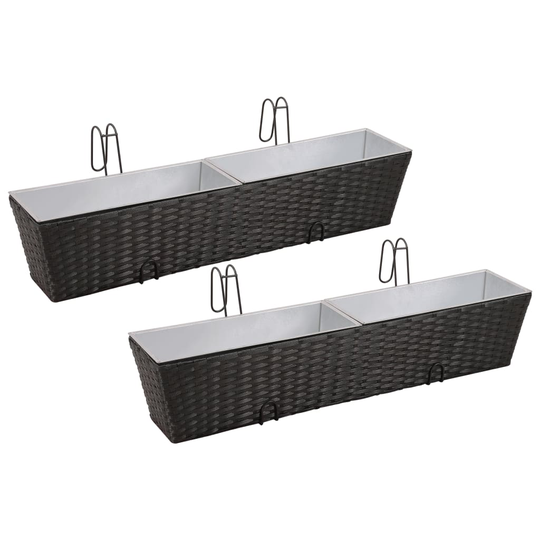 vidaXL Parvekkeen kukkalaatikkosarja 2 kpl puolisuunnikas 80 cm Musta