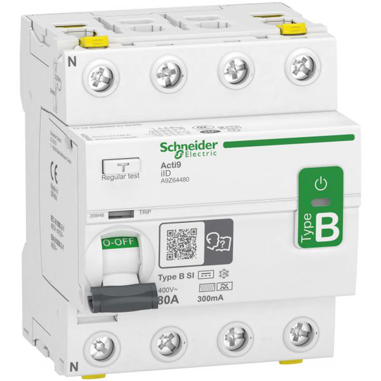 Schneider Electric Acti9 iID Vikavirtasuoja B-SI, 4-napainen 80A, 300mA