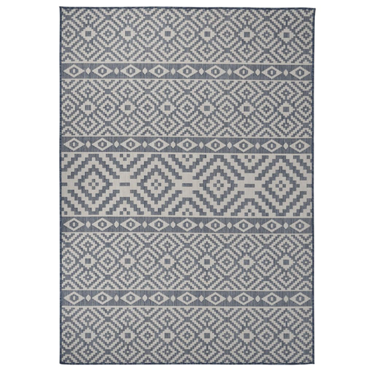 vidaXL Ulkomatto Flatweave 120x170 cm siniset raidat