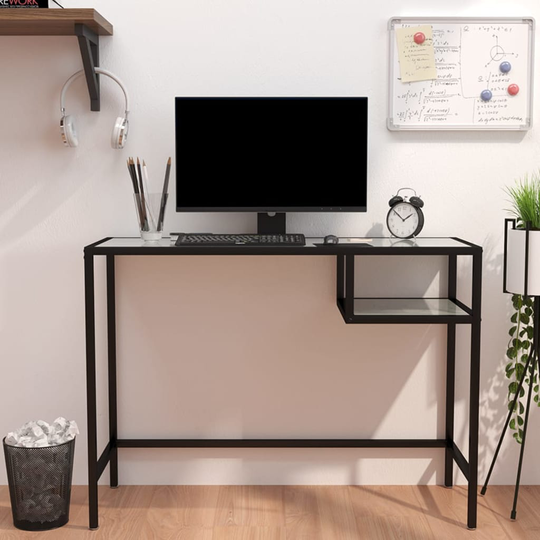vidaXL Tietokonepöytä valkoinen marmori 100x36x74 cm karkaistu lasi