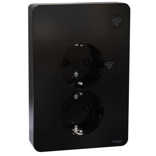 Schneider Electric Wiser WDE003382 Seinäpistorasia 2-osainen, Zigbee Antrasiittiharmaa