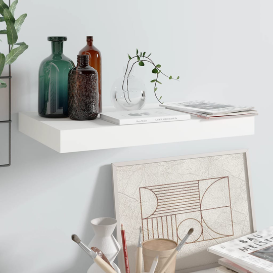 vidaXL Kelluva seinähylly korkeakiilto valkoinen 40x23x3,8 cm MDF