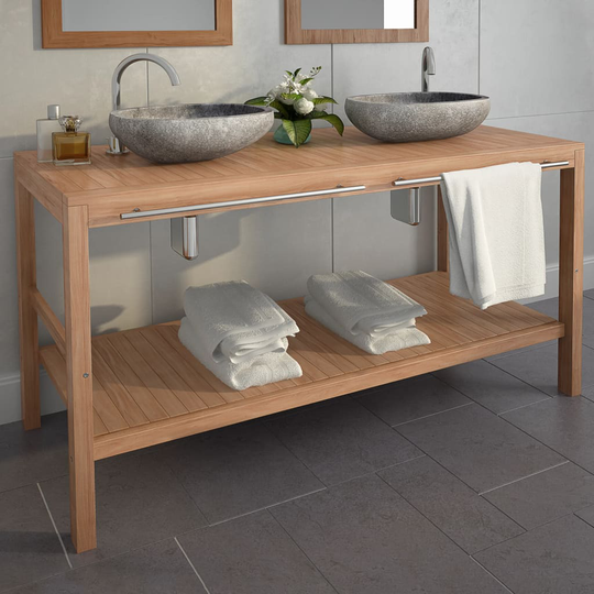 vidaXL Kylpyhuoneen allaskaappi tiikki 132x45x75 cm