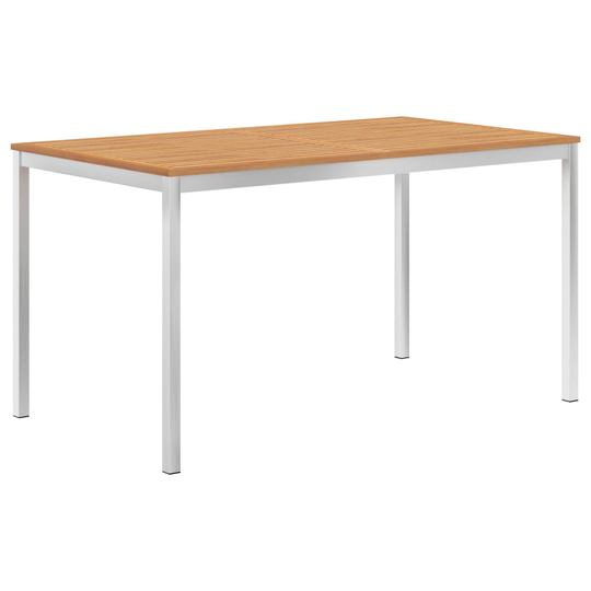 vidaXL Puutarhan ruokapöytä 140x80x75 cm tiikki ja ruostumaton teräs