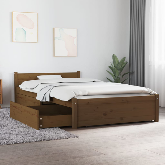 vidaXL Sängynrunko laatikoilla hunajanruskea 100x200 cm