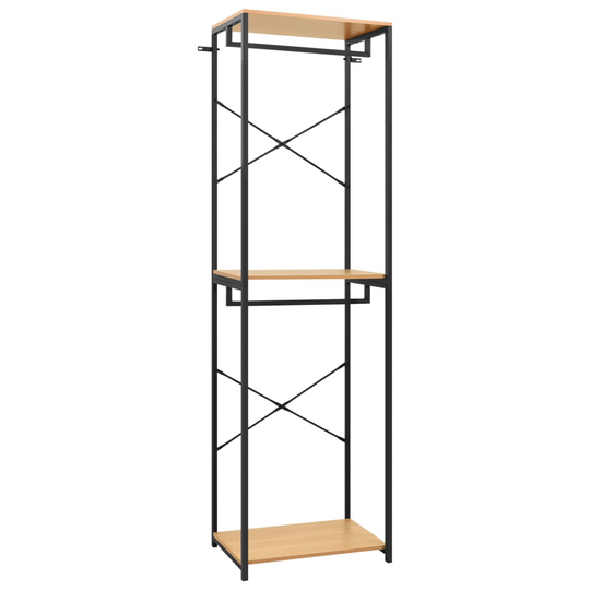 vidaXL Vaatekaappi musta ja tammi 60x40x213 cm metalli ja lastulevy