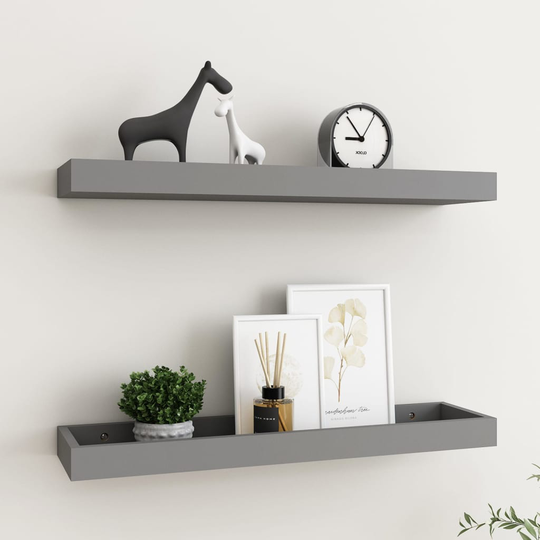 vidaXL Loggia seinähyllyt 2 kpl harmaa 60x15x4 cm MDF
