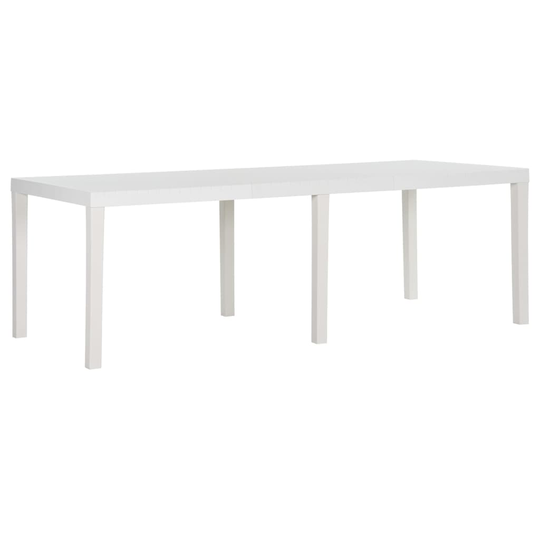 vidaXL Puutarhapöytä 220x90x72 cm PP valkoinen