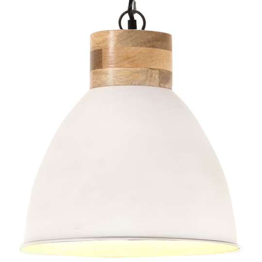 vidaXL Teollinen Riippuvalaisin valkoinen rauta ja täysi puu 46 cm E27