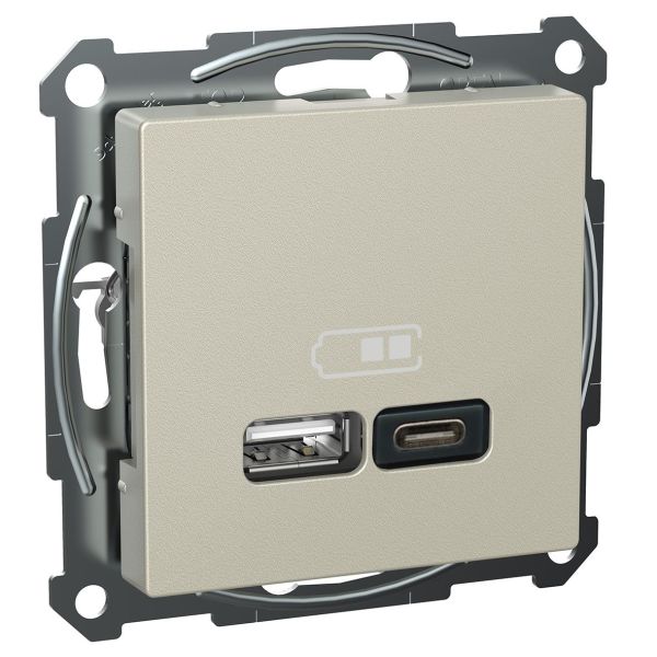 Schneider Electric Exxact USB-liitäntä USB tyyppi A+C Metallic