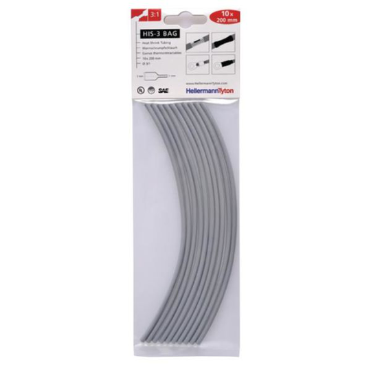 Hellermann Tyton HIS-3 Bag 3/1 Kutistesukka 3/1 x 200 mm, 10 kpl/pakkaus Harmaa