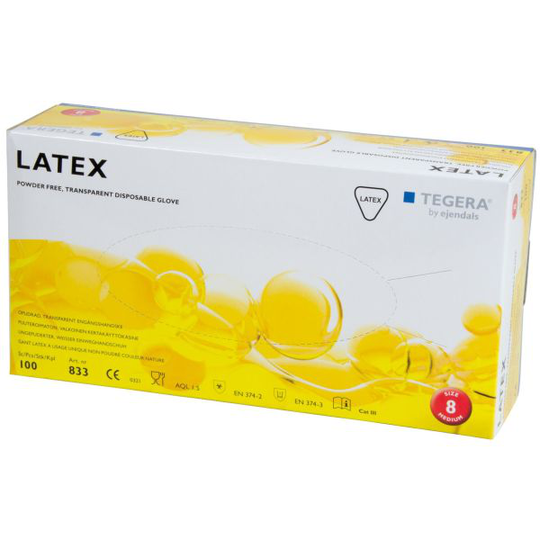 Tegera 833 Kertakäyttökäsine Lateksi, Puuteriton Koko 7, 100-kpl.