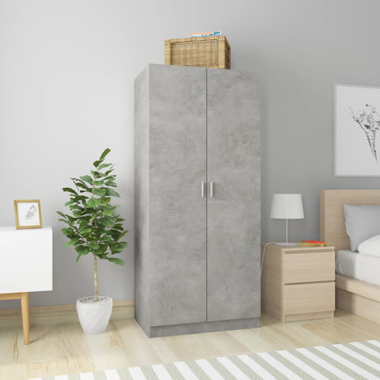 vidaXL Vaatekaappi betoninharmaa 80x52x180 cm lastulevy