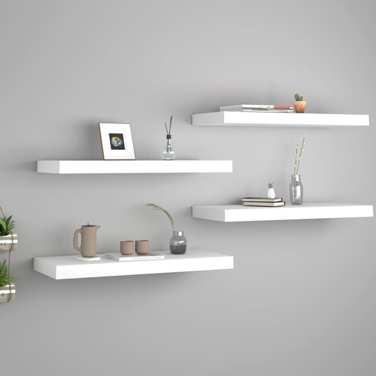 vidaXL Kelluvat seinähyllyt 4 kpl valkoinen 60x23,5x3,8cm MDF