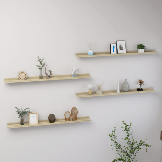 vidaXL Seinähyllyt 4 kpl Sonoma-tammi 100x9x3 cm