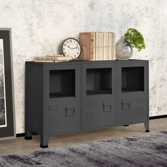 vidaXL Senkki antrasiitti 105x35x62 cm metalli ja lasi