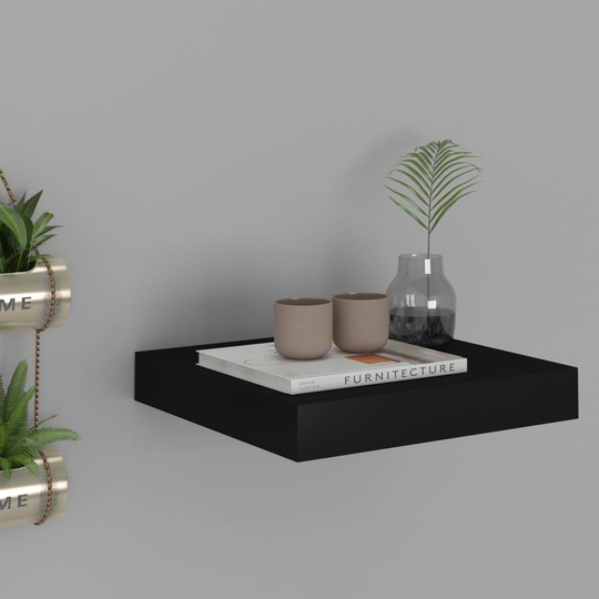 vidaXL Kelluva seinähylly musta 23x23,5x3,8 cm MDF