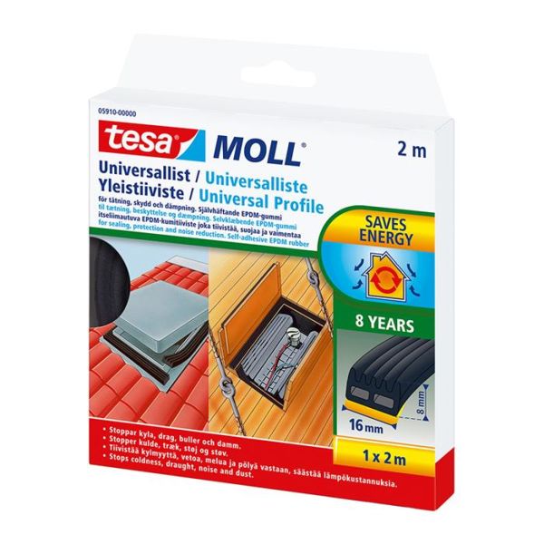 Tesa Universal 05910-00000-01 Tiivistysnauha 2 m, 16 mm x 8 mm, musta Ruskea