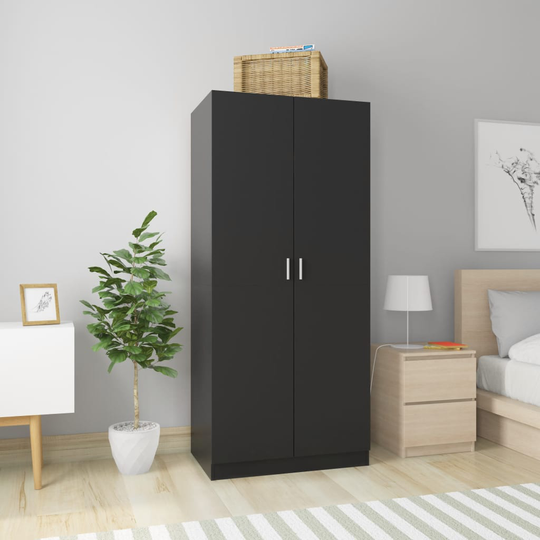 vidaXL Vaatekaappi musta 80x52x180 cm lastulevy