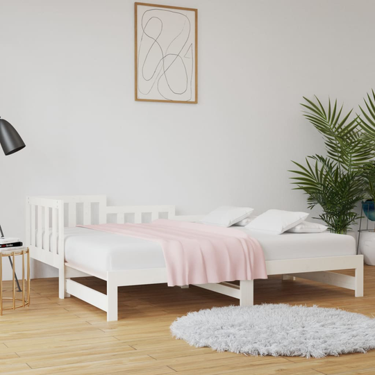 vidaXL Sohvasänky ulosvedettävä valkoinen 2x (90x200) cm täysi mänty