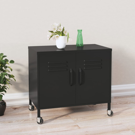 vidaXL Varastokaappi musta 60x35x56 cm teräs