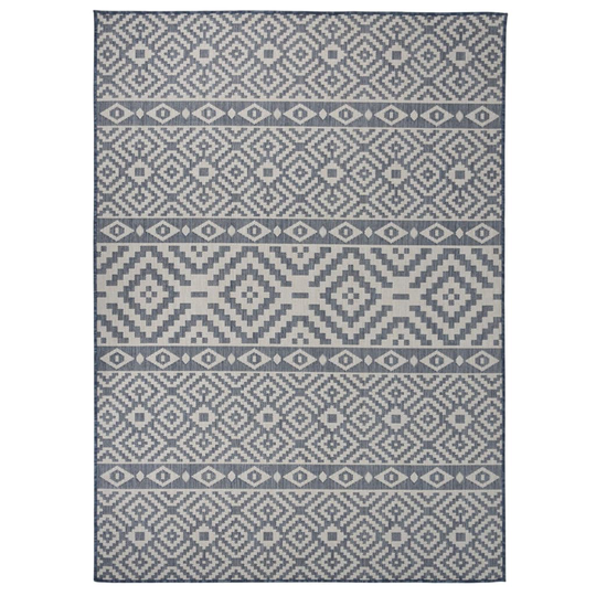 vidaXL Ulkomatto Flatweave 200x280 cm siniset raidat