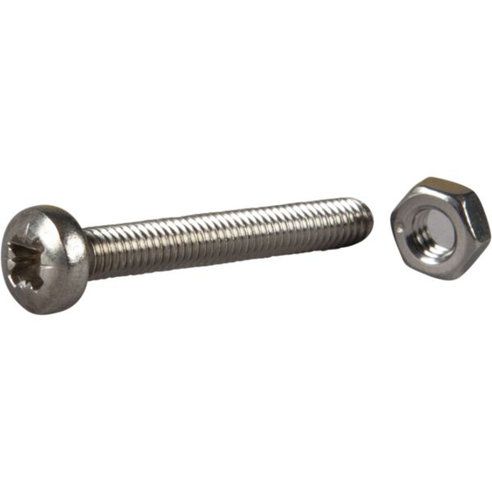 ESSVE 550282 Koneruuvi mutterilla, pyöristetty pää, haponkestävä A4 M3 x 20 mm, 10 kpl/pakkaus
