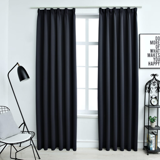 vidaXL Pimennysverhot koukuilla 2 kpl antrasiitti 140x245 cm