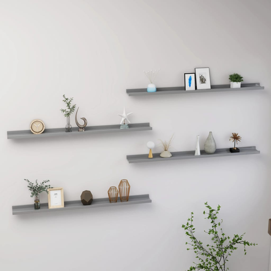 vidaXL Seinähyllyt 4 kpl harmaa100x9x3 cm