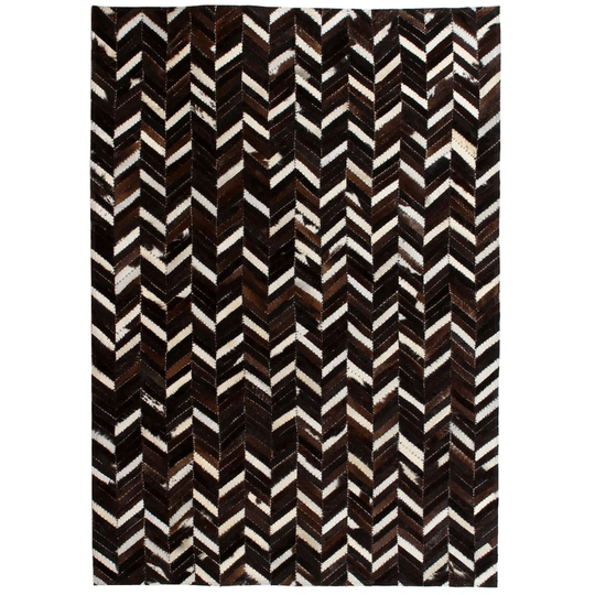vidaXL Matto aitoa nahkaa tilkkutyö 120x170 cm chevron musta/valkoinen