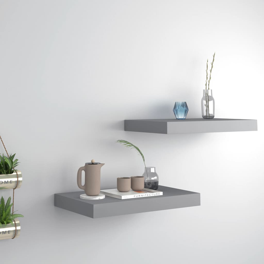 vidaXL Kelluvat seinähyllyt 2 kpl harmaa 40x23x3,8 cm MDF