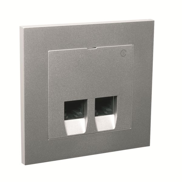 Elko EKO04821 Modulaarinen pistorasia RJ45-lähtö, alumiini 2 liitäntää