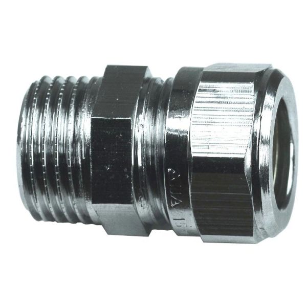 Gelia 3006123012 Kiristysrengasliitin suora, kupari, ulkokierre 10 x G15, kromi